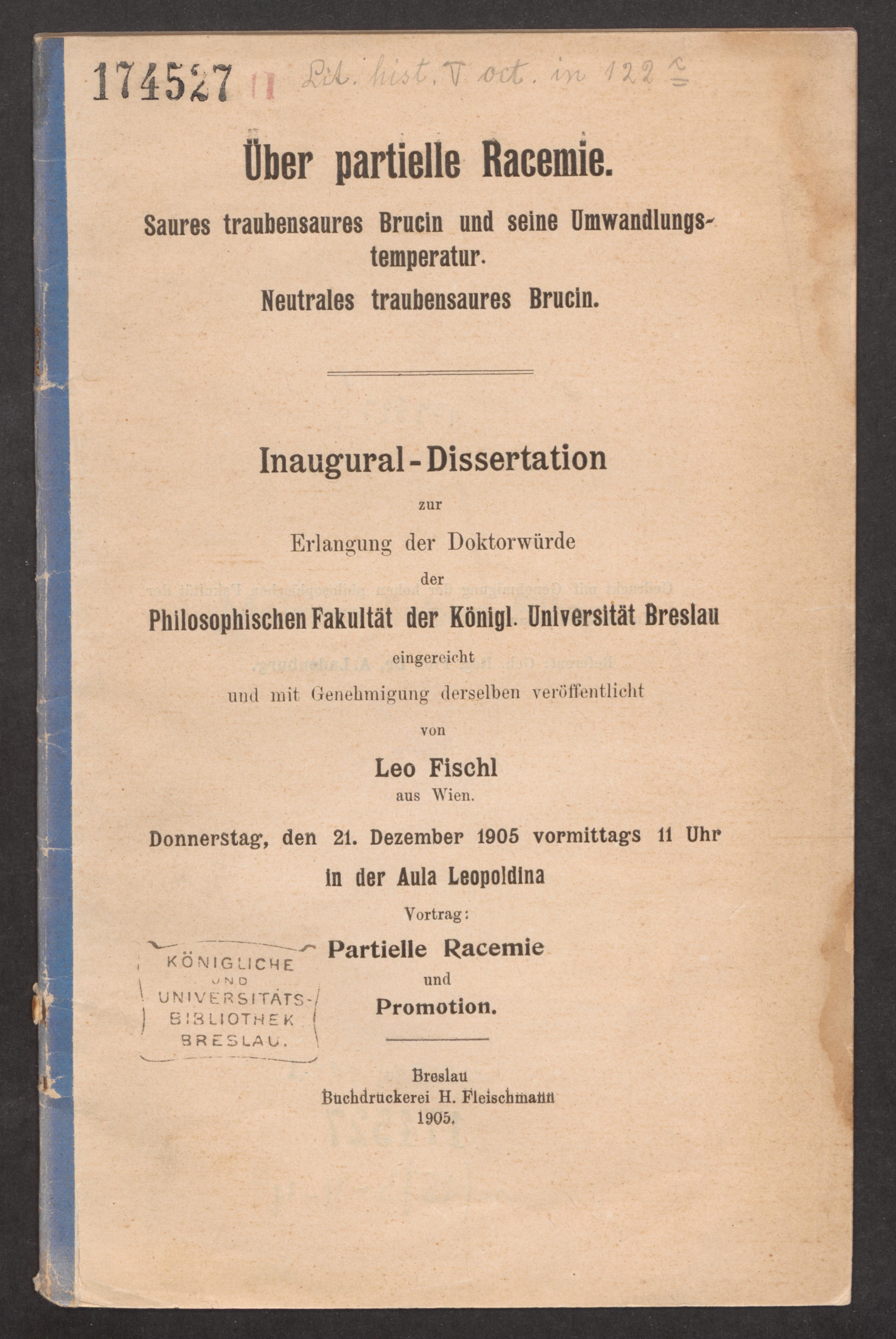 Über partielle Racemie : Saures traubensaures Brucin und seine Umwandlungstemperatur : Neutrales traubensaures Brucin.